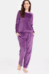 Zivame Plush Velour Knit Poly Winterwear Set - Spiced Bloom — thumbnail 4